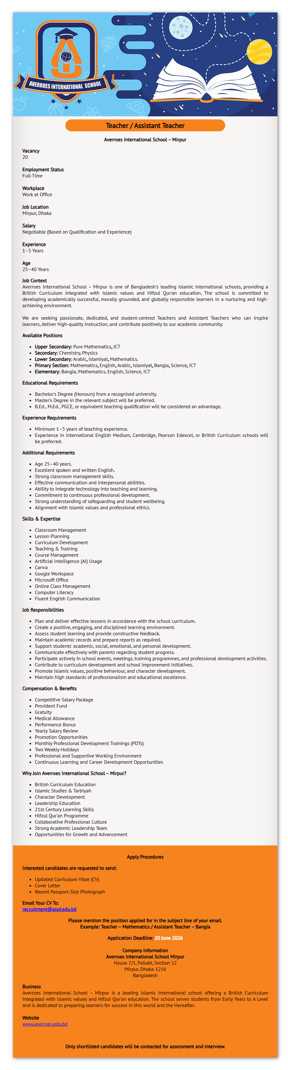 Teacher / Assistant Teacher