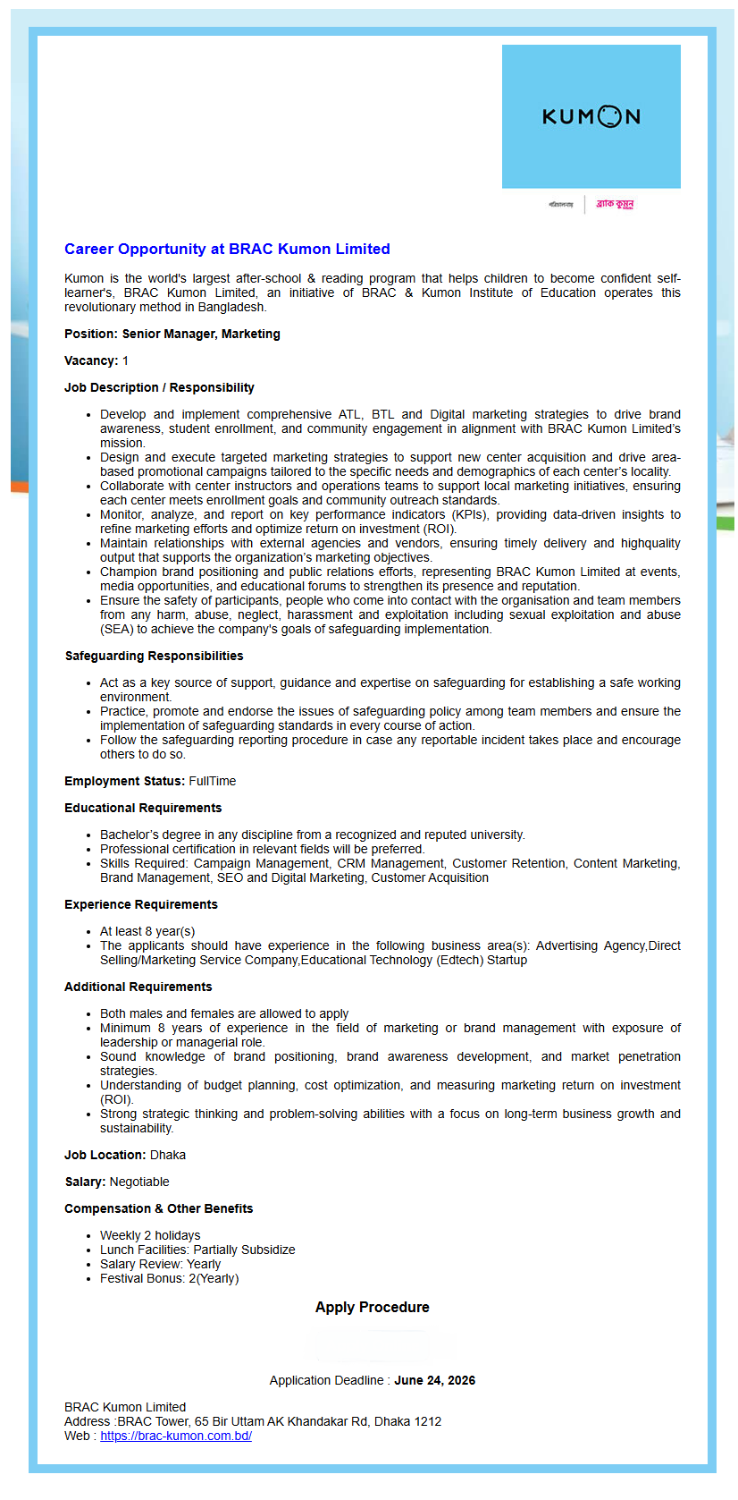 Senior Manager, Marketing